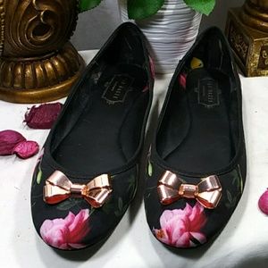 Ted Baker Flats With Rose Gold Bows